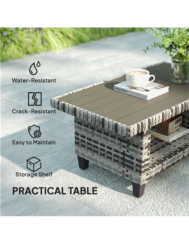 Outsunny Six-Piece Modular Rattan Sofa Set - Light Grey