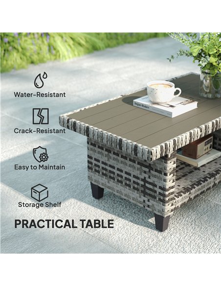 Outsunny Six-Piece Modular Rattan Sofa Set - Light Grey - pic 156631 | FastDaddyshop
