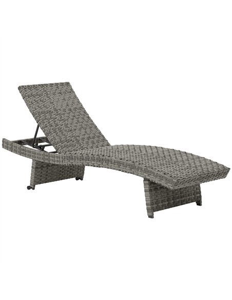 Outsunny Outdoor PE Rattan Sun Lounger, Folding Wicker Garden Lounger Recliner with 4-Level Adjustable Backrest, Rolling Sunbed  - pic 156633 | FastDaddyshop