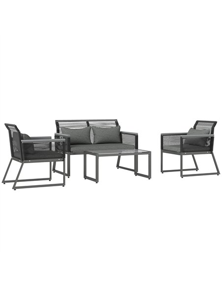 Outsunny 4 Pieces Rattan Garden Furniture Set - Charcoal Grey - pic 156696 | FastDaddyshop
