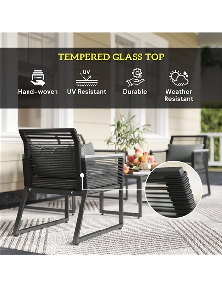 Outsunny 4 Pieces Rattan Garden Furniture Set - Charcoal Grey - pic 156699 | FastDaddyshop