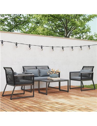 Outsunny 4 Pieces Rattan Garden Furniture Set - Charcoal Grey