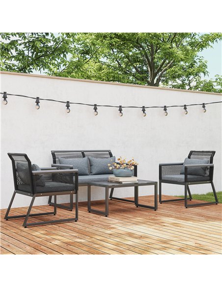 Outsunny 4 Pieces Rattan Garden Furniture Set - Charcoal Grey - pic 156702 | FastDaddyshop