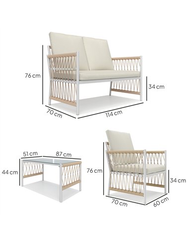Outsunny 4 Piece Rattan Garden Furniture Set, 4 Seater Wicker Patio Conversation Set with 2 Armchairs, Loveseat, Glass Top Coffe