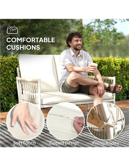Outsunny 4 Piece Rattan Garden Furniture Set, 4 Seater Wicker Patio Conversation Set with 2 Armchairs, Loveseat, Glass Top Coffe - pic 156710 | FastDaddyshop