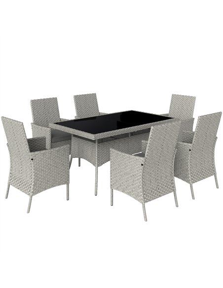 Outsunny Seven-Piece Rattan Dining Set - Grey - pic 156723 | FastDaddyshop