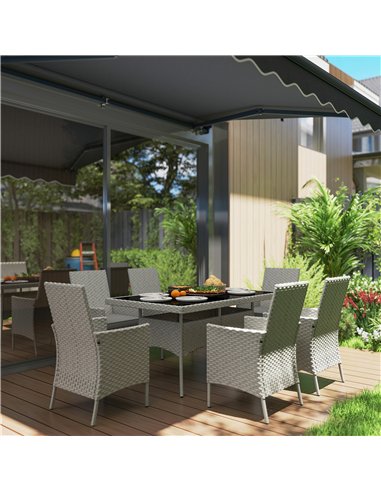Outsunny Seven-Piece Rattan Dining Set - Grey