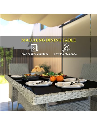 Outsunny Seven-Piece Rattan Dining Set - Grey
