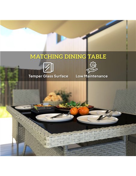 Outsunny Seven-Piece Rattan Dining Set - Grey - pic 156728 | FastDaddyshop
