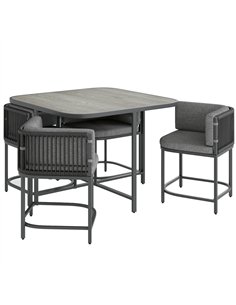 Outsunny 4-Seater Rattan Cube Garden Furniture Set with Cushions - Charcoal Grey