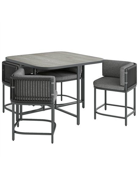Outsunny 4-Seater Rattan Cube Garden Furniture Set with Cushions - Charcoal Grey - pic 156741 | FastDaddyshop
