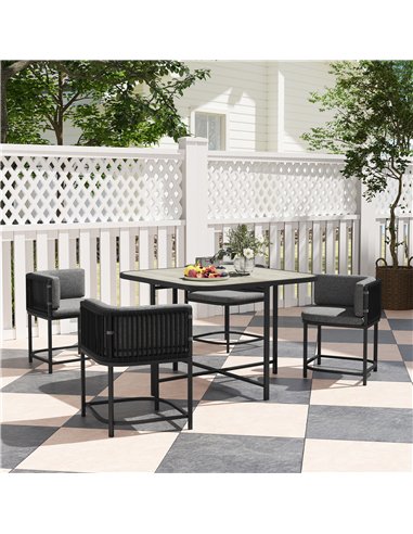 Outsunny 4-Seater Rattan Cube Garden Furniture Set with Cushions - Charcoal Grey