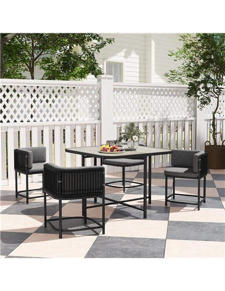 Outsunny 4-Seater Rattan Cube Garden Furniture Set with Cushions - Charcoal Grey - pic 156742 | FastDaddyshop