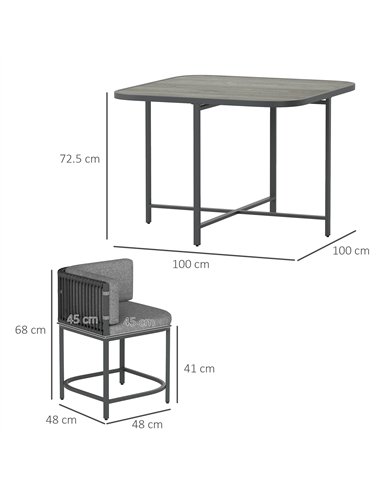 Outsunny 4-Seater Rattan Cube Garden Furniture Set with Cushions - Charcoal Grey