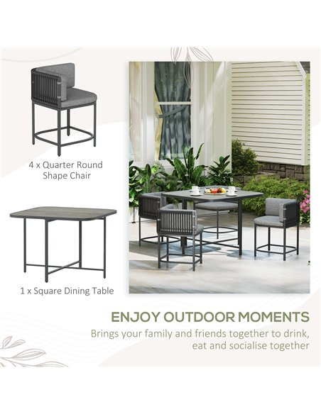 Outsunny 4-Seater Rattan Cube Garden Furniture Set with Cushions - Charcoal Grey - pic 156744 | FastDaddyshop