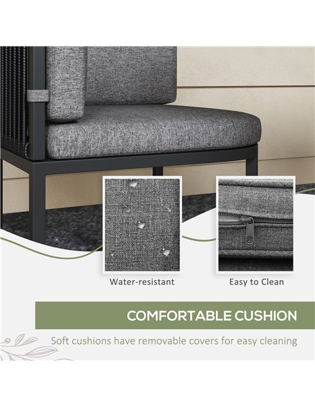 Outsunny 4-Seater Rattan Cube Garden Furniture Set with Cushions - Charcoal Grey - pic 156745 | FastDaddyshop