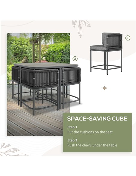 Outsunny 4-Seater Rattan Cube Garden Furniture Set with Cushions - Charcoal Grey - pic 156747 | FastDaddyshop