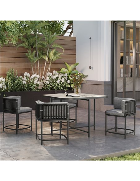 Outsunny 4-Seater Rattan Cube Garden Furniture Set with Cushions - Charcoal Grey - pic 156748 | FastDaddyshop
