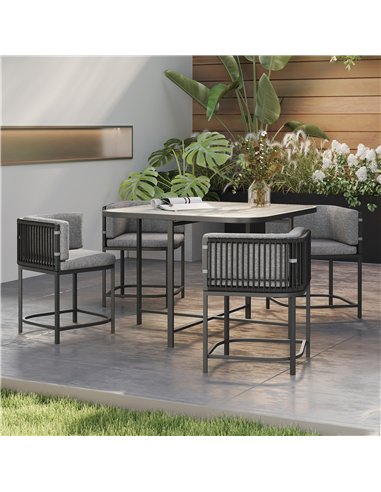 Outsunny 4-Seater Rattan Cube Garden Furniture Set with Cushions - Charcoal Grey