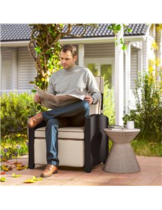 Outsunny 145° Reclining Rattan Armchair, with Footrest - Brown/Khaki 2