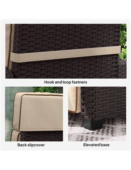 Outsunny 145° Reclining Rattan Armchair, with Footrest - Brown/Khaki - pic 156766 | FastDaddyshop