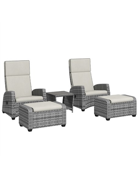 Outsunny 5-Piece Rattan Garden Furniture Set with Cushions - Grey - pic 156786 | FastDaddyshop