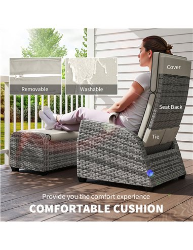 Outsunny 5-Piece Rattan Garden Furniture Set with Cushions - Grey