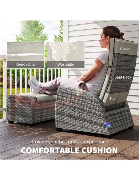 Outsunny 5-Piece Rattan Garden Furniture Set with Cushions - Grey - pic 156791 | FastDaddyshop
