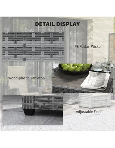 Outsunny 5-Piece Rattan Garden Furniture Set with Cushions - Grey