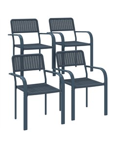 Outsunny Garden Chairs Set of 4, Stackable Rattan Effect Dining Chairs with Armrest, Weather Resistant and Lightweight Outdoor F