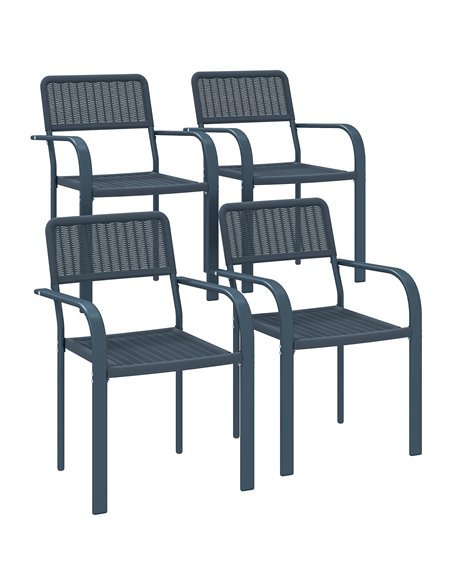 Outsunny Garden Chairs Set of 4, Stackable Rattan Effect Dining Chairs with Armrest, Weather Resistant and Lightweight Outdoor F - pic 156804 | FastDaddyshop