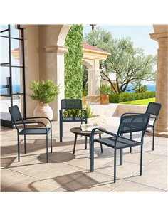 Outsunny Garden Chairs Set of 4, Stackable Rattan Effect Dining Chairs with Armrest, Weather Resistant and Lightweight Outdoor F 2