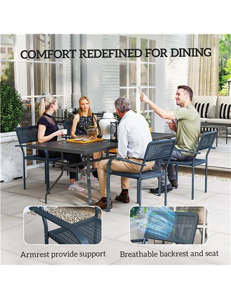 Outsunny Garden Chairs Set of 4, Stackable Rattan Effect Dining Chairs with Armrest, Weather Resistant and Lightweight Outdoor F - pic 156809 | FastDaddyshop