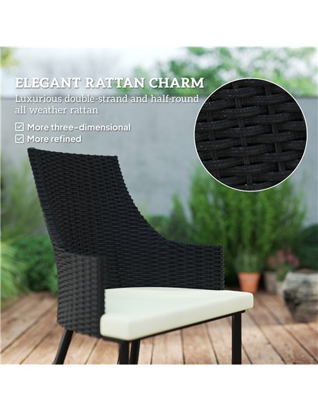 Outsunny 6 Seater Rattan Dining Set with Cushions, Garden Furniture Set with Armchairs, Rectangle Slatted Table Top, Steel Frame - pic 156816 | FastDaddyshop