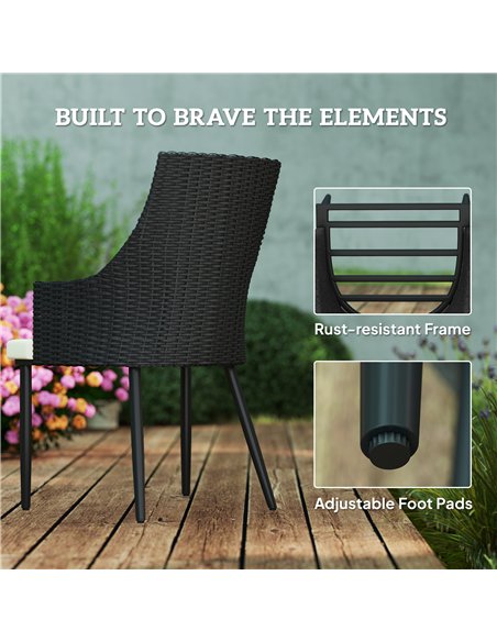 Outsunny 6 Seater Rattan Dining Set with Cushions, Garden Furniture Set with Armchairs, Rectangle Slatted Table Top, Steel Frame - pic 156818 | FastDaddyshop