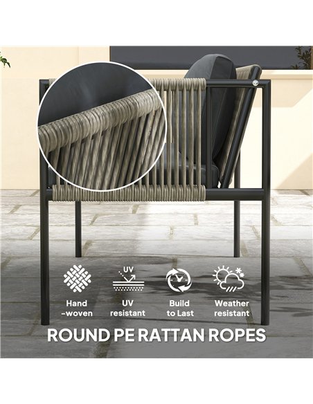 Outsunny 4 Piece Rattan Garden Furniture Set, 4 Seater Wicker Outdoor Furniture Set with 2 Armchairs, Loveseat, Glass Top Coffee - pic 156826 | FastDaddyshop