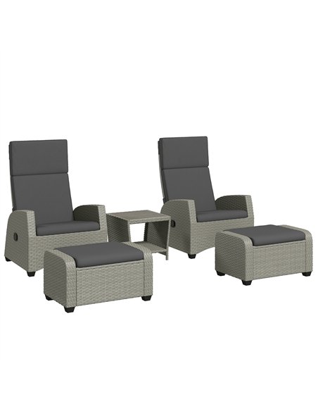 Outsunny 5-Piece Rattan Garden Furniture Set with Cushions - Charcoal Grey - pic 156831 | FastDaddyshop