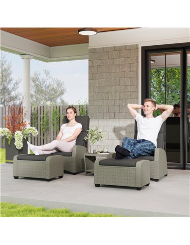 Outsunny 5-Piece Rattan Garden Furniture Set with Cushions - Charcoal Grey