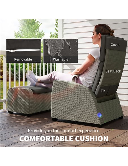 Outsunny 5-Piece Rattan Garden Furniture Set with Cushions - Charcoal Grey - pic 156836 | FastDaddyshop