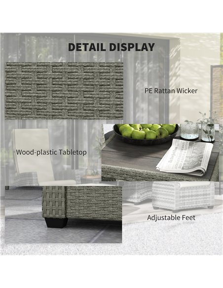 Outsunny 5-Piece Rattan Garden Furniture Set with Cushions - Charcoal Grey - pic 156837 | FastDaddyshop