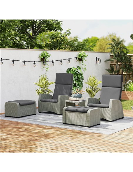 Outsunny 5-Piece Rattan Garden Furniture Set with Cushions - Charcoal Grey - pic 156839 | FastDaddyshop