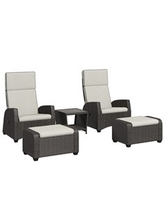Outsunny 5-Piece Rattan Garden Furniture Set with Cushions - Brown