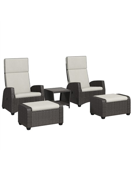 Outsunny 5-Piece Rattan Garden Furniture Set with Cushions - Brown - pic 156840 | FastDaddyshop