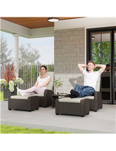 Outsunny 5-Piece Rattan Garden Furniture Set with Cushions - Brown 2
