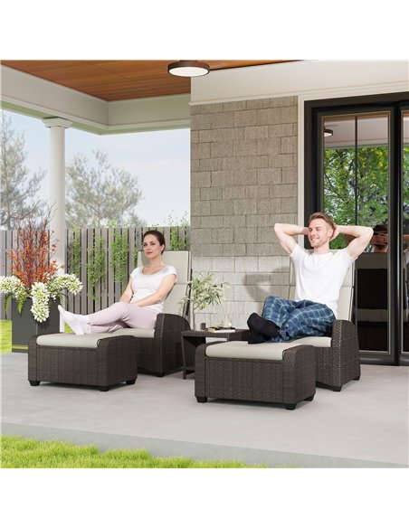 Outsunny 5-Piece Rattan Garden Furniture Set with Cushions - Brown - pic 156841 | FastDaddyshop