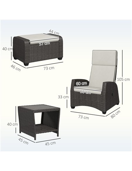 Outsunny 5-Piece Rattan Garden Furniture Set with Cushions - Brown - pic 156842 | FastDaddyshop