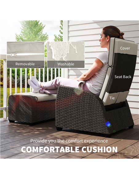 Outsunny 5-Piece Rattan Garden Furniture Set with Cushions - Brown - pic 156845 | FastDaddyshop