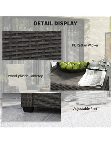 Outsunny 5-Piece Rattan Garden Furniture Set with Cushions - Brown