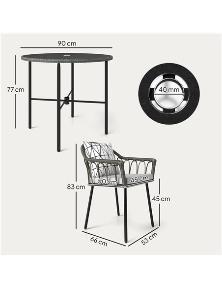 Outsunny 5 Piece Patio Rattan Dining Set, Wicker Garden Table and Chairs w/ Removable Seat & Back Cushions, Round Tempered Glass - pic 156851 | FastDaddyshop