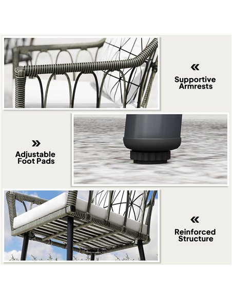 Outsunny 5 Piece Patio Rattan Dining Set, Wicker Garden Table and Chairs w/ Removable Seat & Back Cushions, Round Tempered Glass - pic 156856 | FastDaddyshop